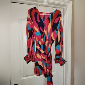 Colorful Abstract Wrap Dress